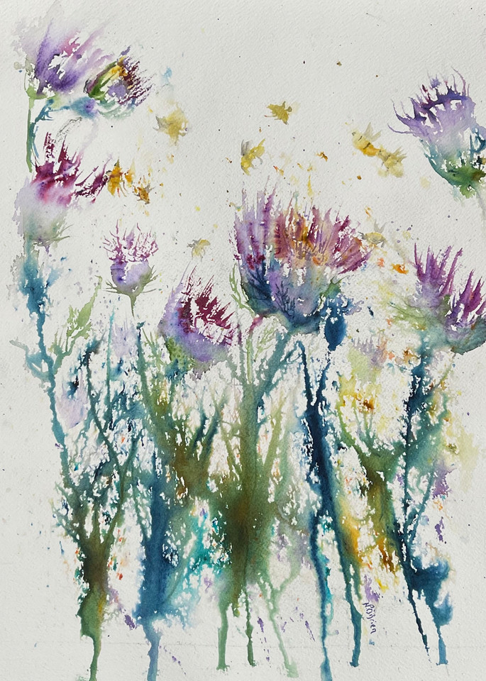 Thistles And Bees Go Wild Art | Color Splash Ranch
