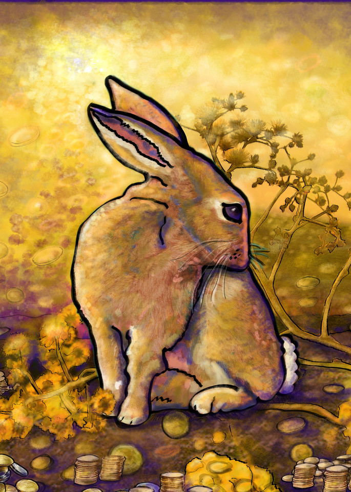 Abundance Bunny  Gold And Purple Art | Kristen Palana