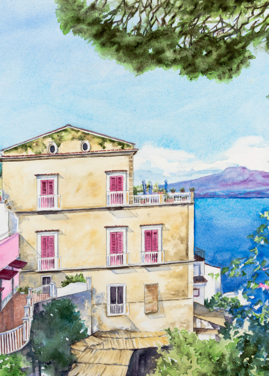 Vesuvio Da Vico Equense Art | Kimberly Cammerata - Watercolors of the Sun: Paintings of Italy