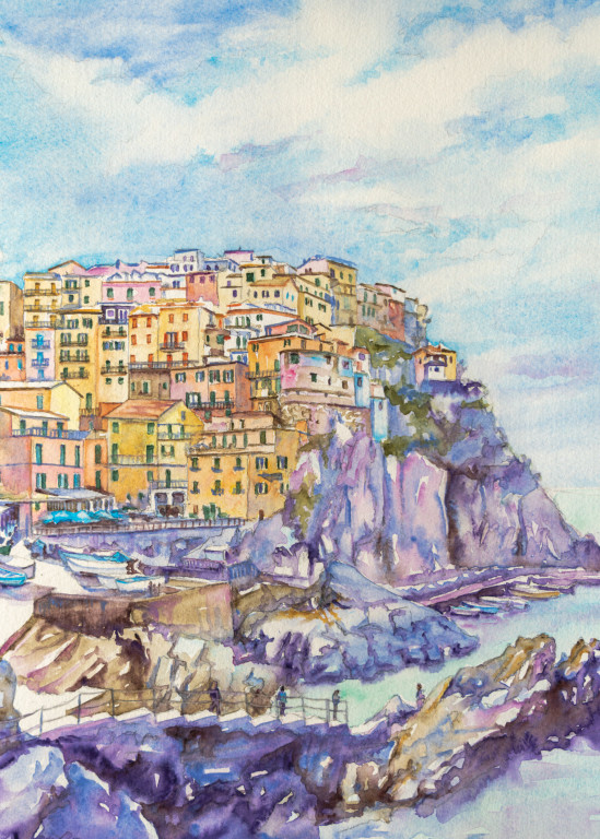Manarola, Cinque Terre Art | Kimberly Cammerata - Watercolors of the Sun: Paintings of Italy