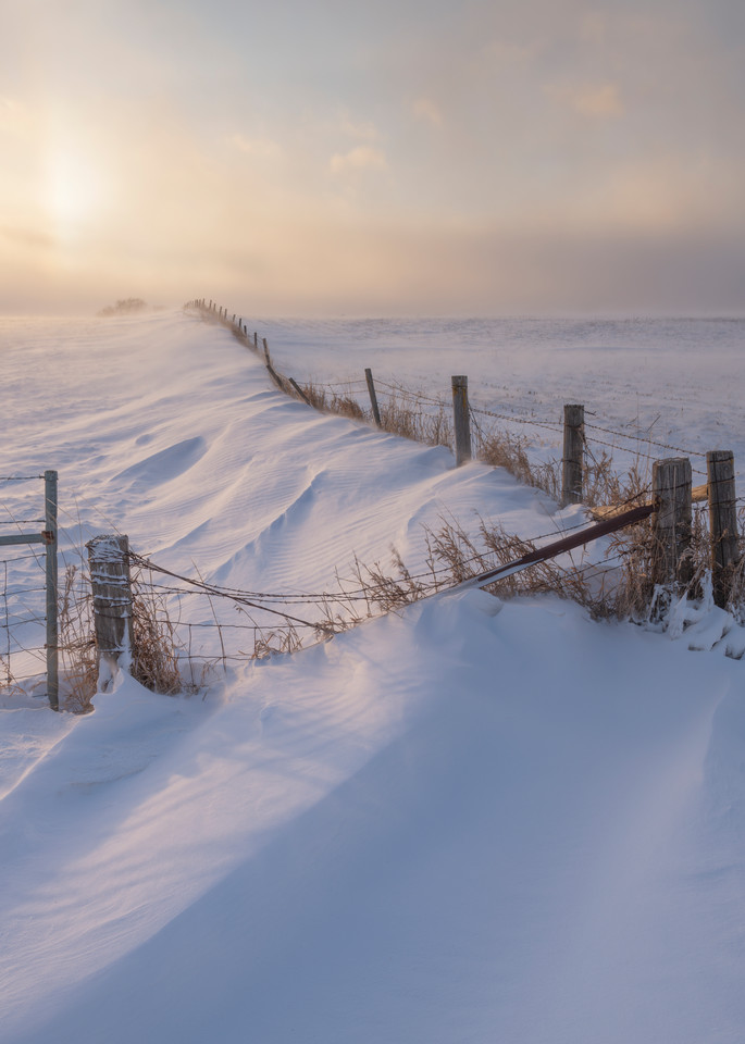 Old Rugged Fence In Drifting Snow