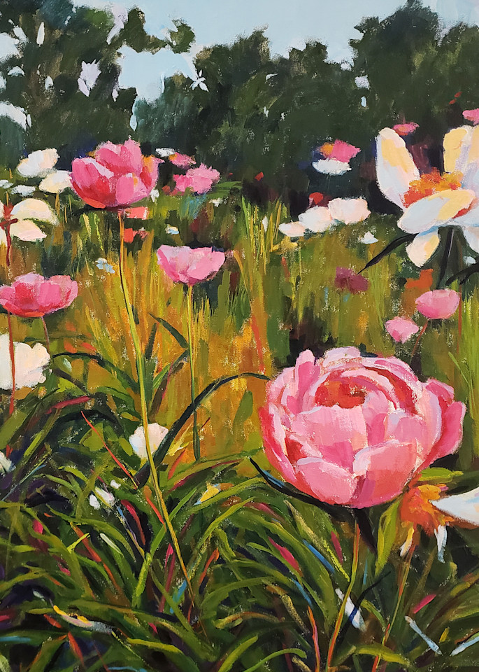 Landscape with Pink Peonies