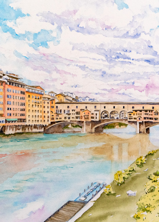 Il Ponte Vecchio, Firenze Art | Kimberly Cammerata - Watercolors of the Sun: Paintings of Italy
