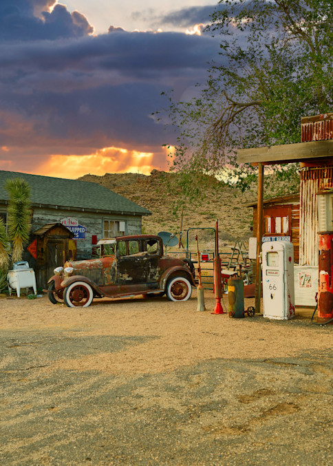 The old Hackberry General Store in the tiny crossroads of Hackberry, along historic U.S. Route 66 in Arizona.  This stretch of the onetime "Mother Road" two-lane highway from Chicago, Illinois, to Santa Monica, California, still exists north of a hi