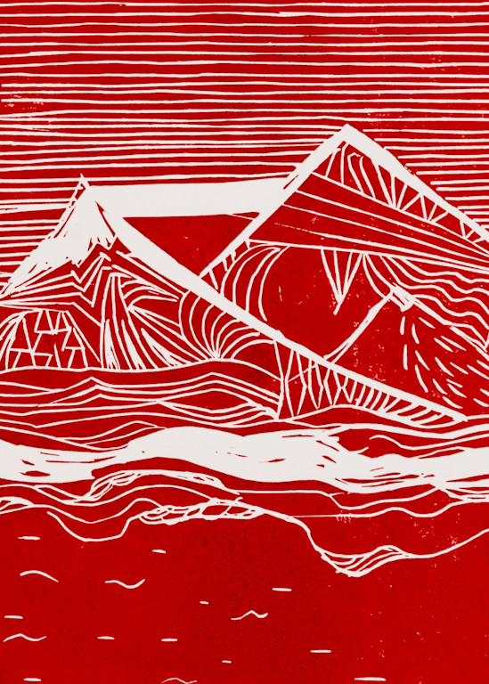 Moon Mountain Red Art | Jora Nelstein