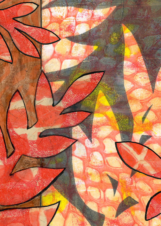 Red Ferns: Mixed media artwork by Jennifer Akkermans