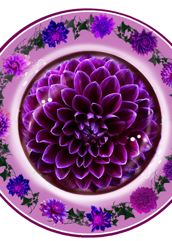 Dark Purple Dahlia Plate Art | Art from the Soul