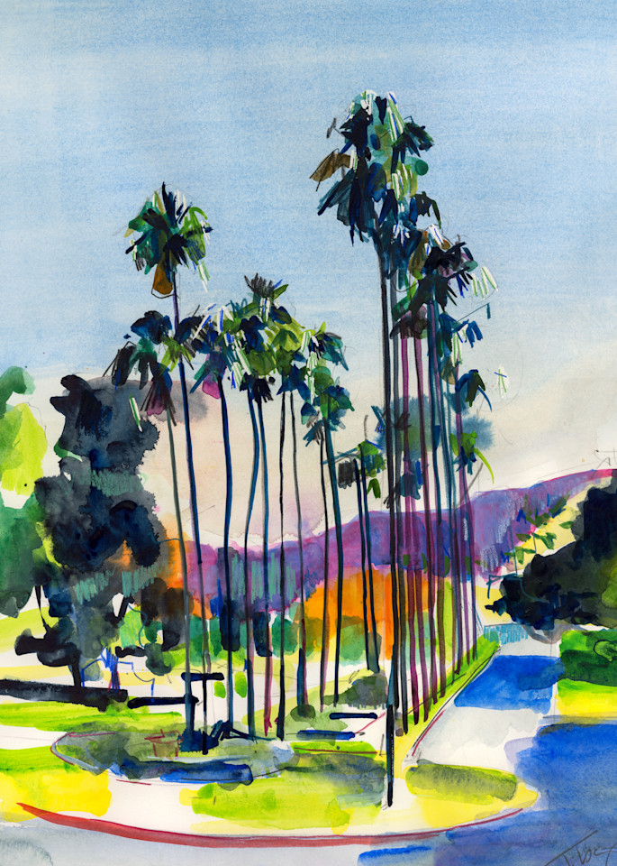 tall lollipop palm trees at Brand Library Park