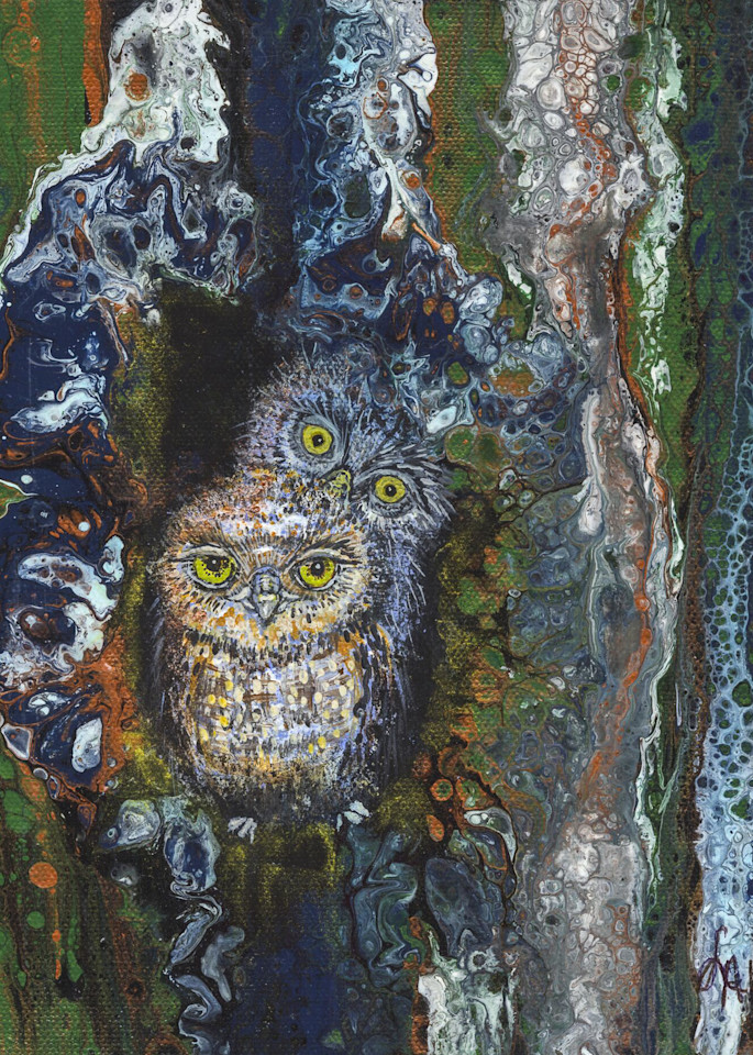 Owlets In Tree 500 Art | lisaabbott.art