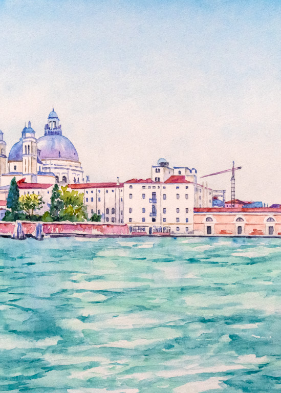 La Basilica Di Santa Maria Della Salute, Venezia Art | Kimberly Cammerata - Watercolors of the Sun: Paintings of Italy