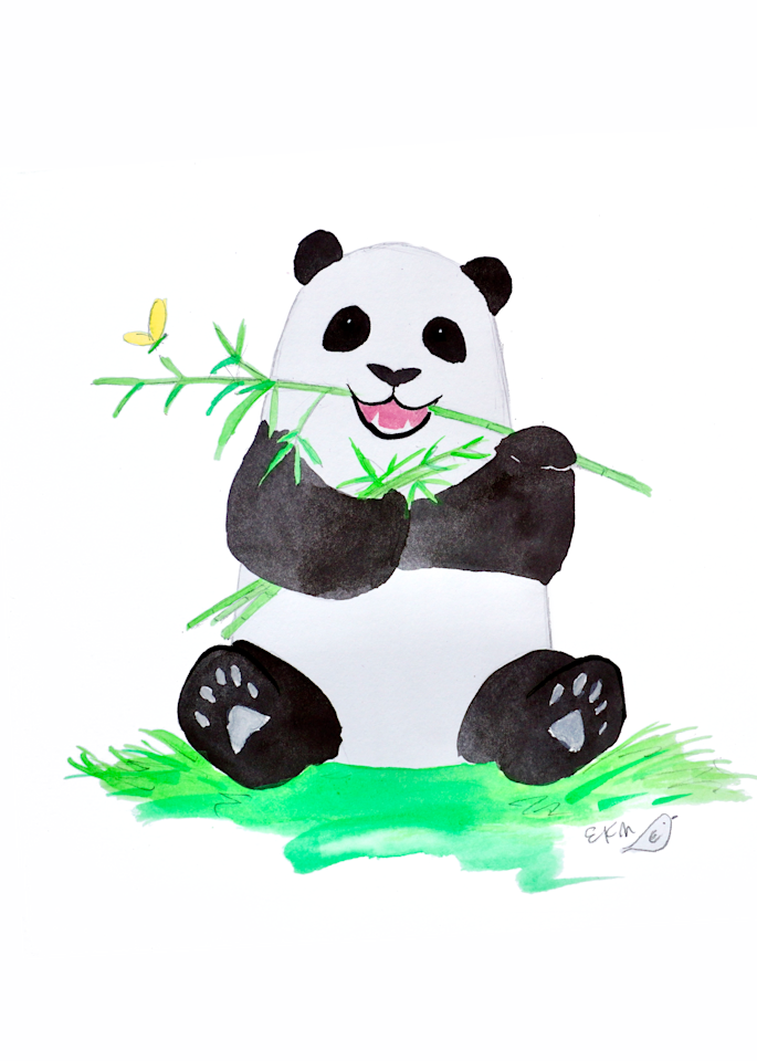 Panda Chomps Bamboo Art | Emily Kate Moon