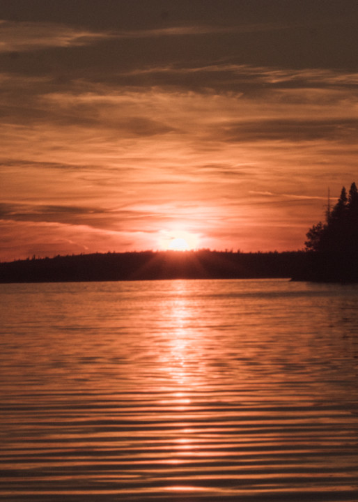 Striking Copper Sunset on Lake Pakwash, Ontario, Canada