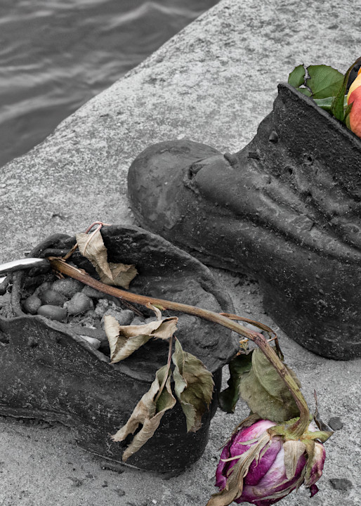 Holocost memorial shoes along the Danube in Budapest