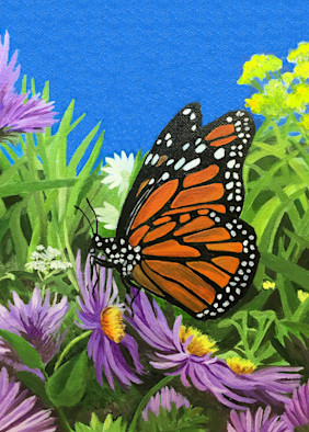 Monarch In A Field Of Asters Art | Judy's Art Co.