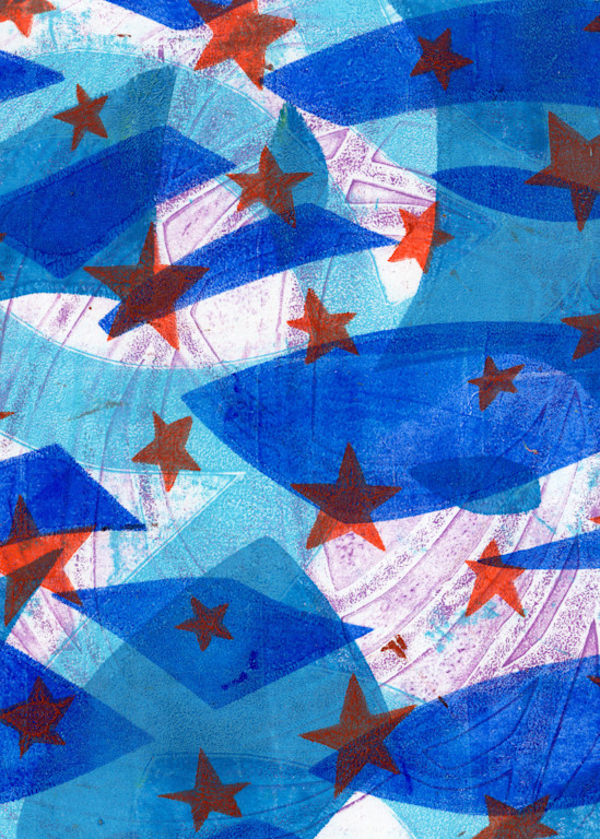 Stripes and Stars: Mixed media artwork by Jennifer Akkermans