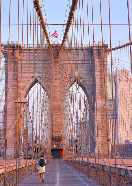Brooklyn Bridge, Woman At Sunrise Art | Jason Homa