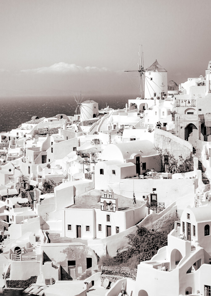 Oia Windmills B And W Photography Art | Wendy Humble Photography