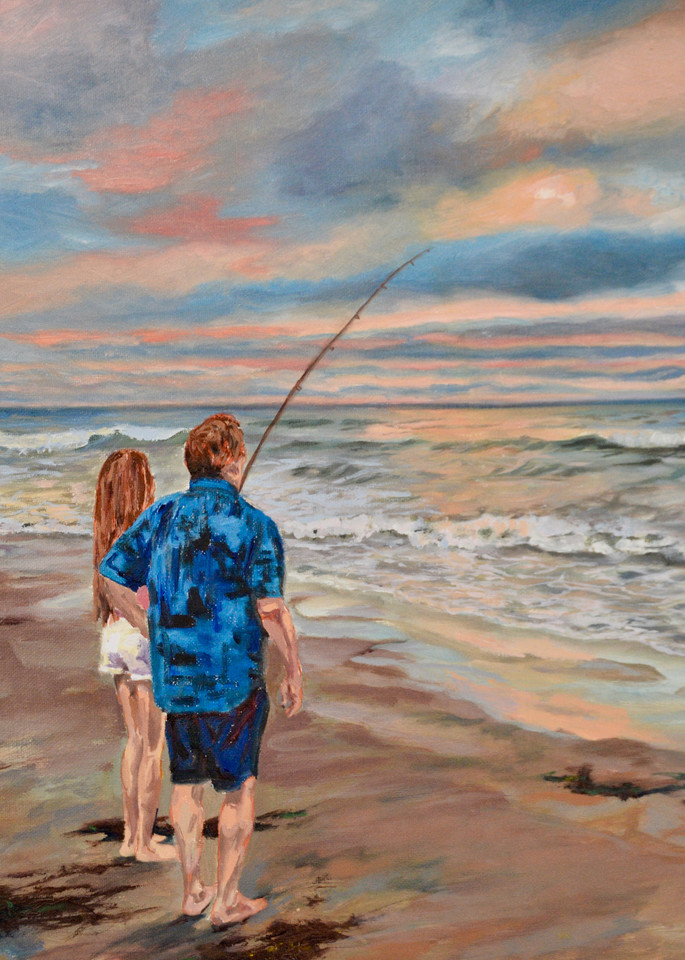 Dad And Lana Fishing Art | Sarah O'Connor Art