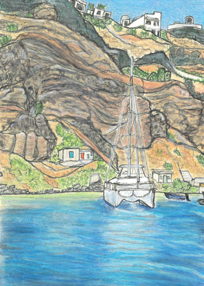 Santorini Sailing 1 Of 3 Art | LFB Color Consulting 