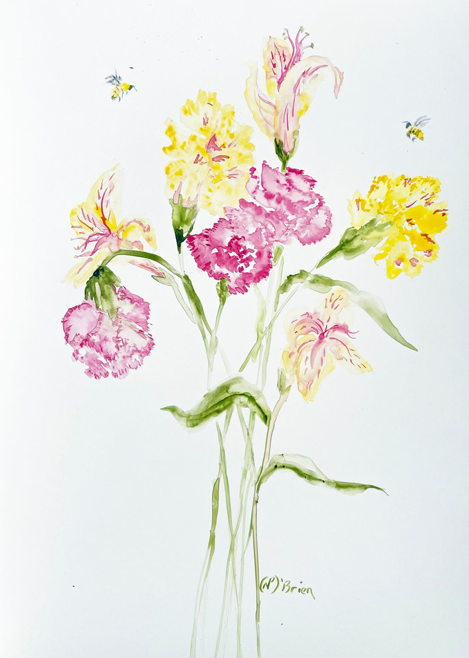 Carnations And Bees Art | Color Splash Ranch