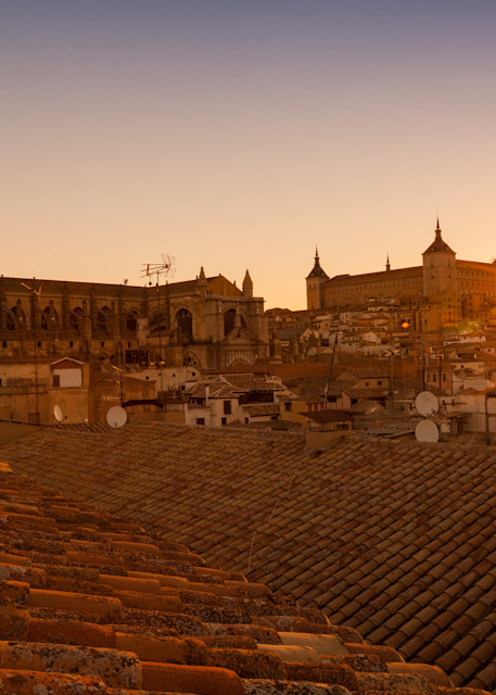 Sunrise over the city in Toledo, Spain