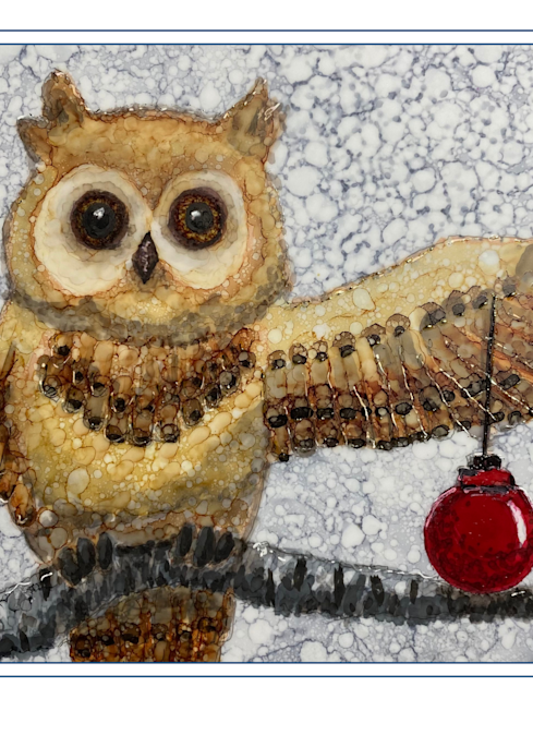 Alcohol Ink Ornament Owl Art | Art by Virginia Crowe