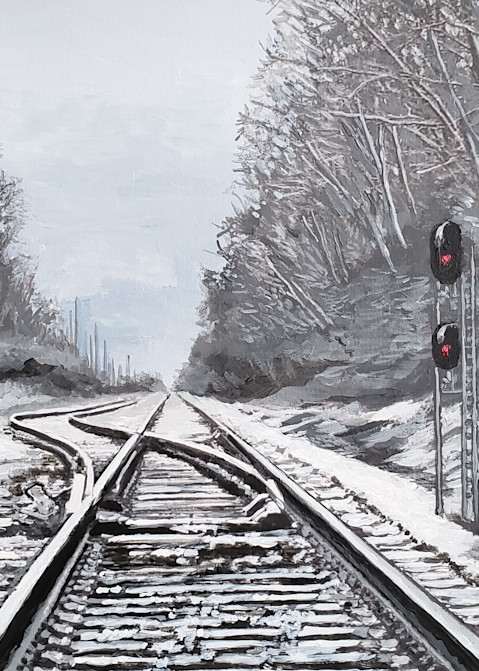 Railroad Tracks In Snow, 2018 Art | Logan Rogers