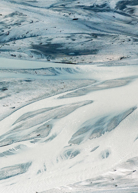 An aerial abstract of the New Zealand Glacial rivers by travel and fine art photographer Allison Davis