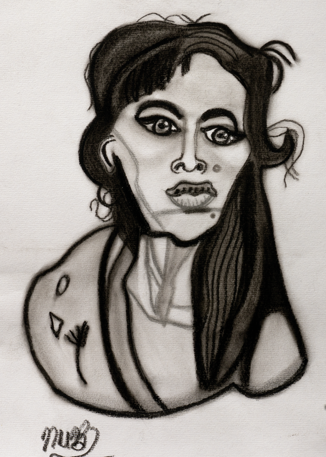 Charcoal and Graphite Drawing of Amy Winehouse.