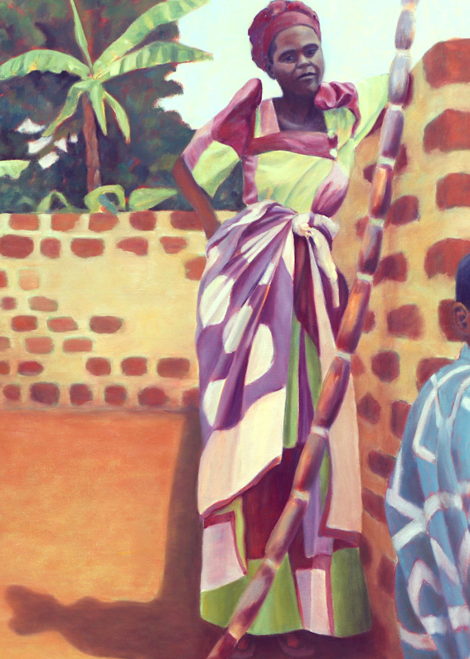 Ugandan Woman Leaning On A Wall  Art | Lidfors Art Studio