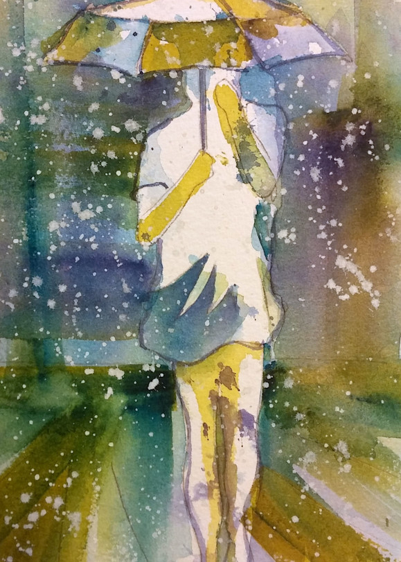 A Lady And Her Umbrella 1 Art | Debbie Lewis Watercolors