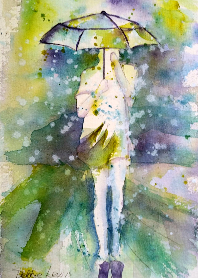 A Lady And Her Umbrella 2 Art | Debbie Lewis Watercolors