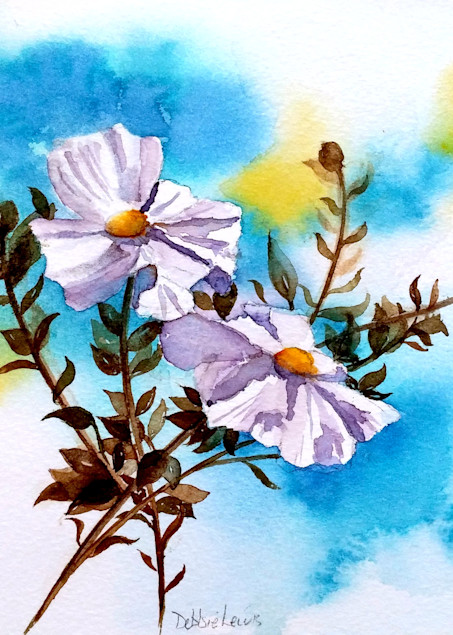 Two White Flowers Art | Debbie Lewis Watercolors