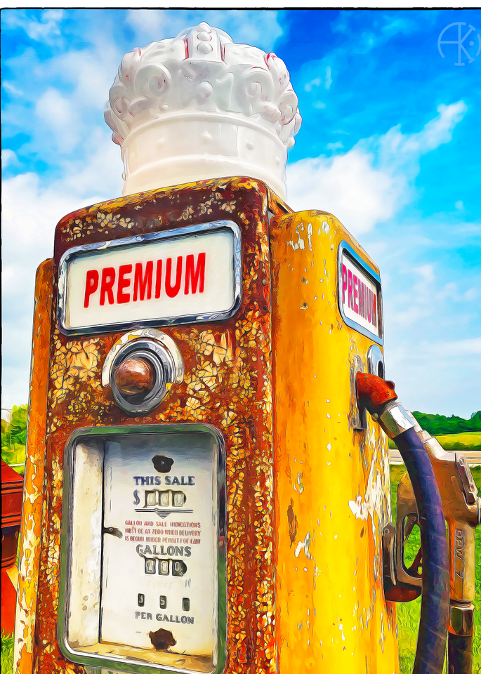 Vintage Premium Gas Pump - fine art print by Anthony Kashinn