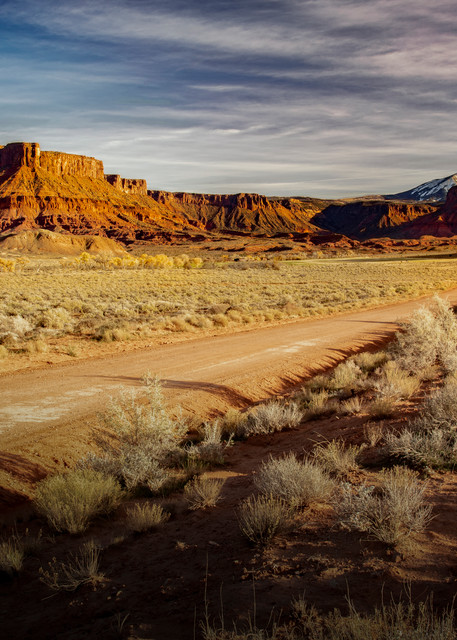 Scenic Byway Highway 128 With La Sal Mountains At Sunset 0809 F Photography Art | Koral Martin Fine Art Photography