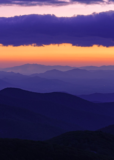 Craggy Mountain, North Carolina Purple Sunset Wall Art Print by McClean Photography