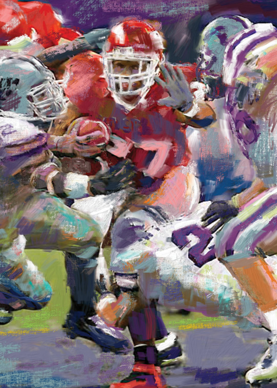Swarming defense football painting | Sports Artist Mark Trubisky | Custom Sports Art