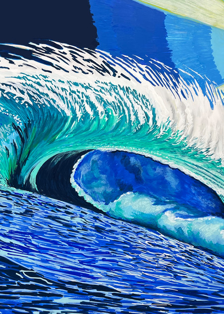 This Is A Surf Art Painting By John Lasonio Called The Beast At Night.