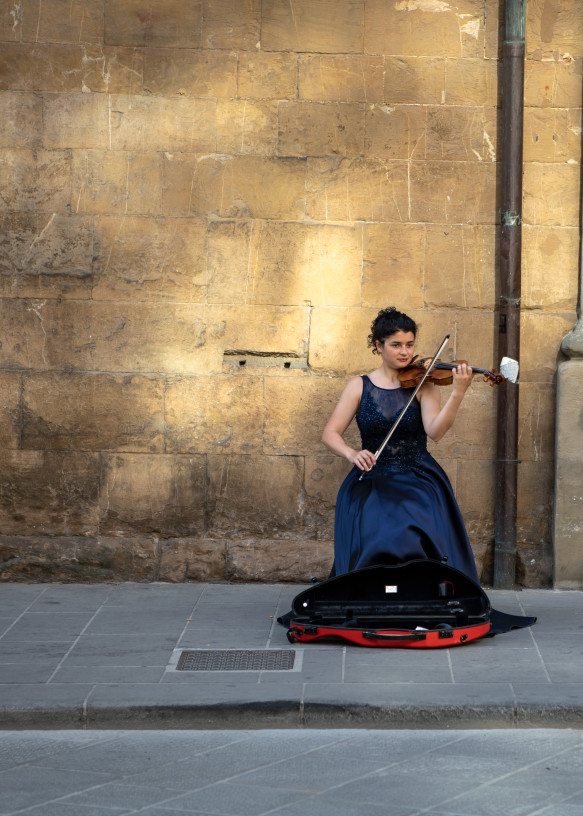 Lone Violinist On The Streets Of Florence  Photography Art | Mark Nissenbaum Photography