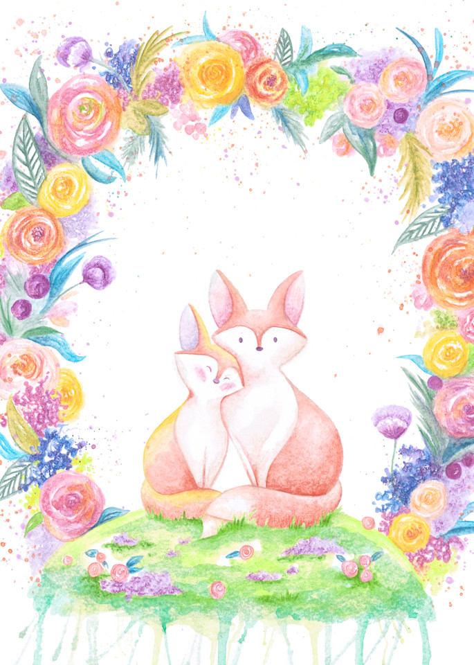 Nursery Prints - Floral Foxes