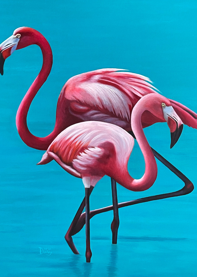 Flamingo Love 36 X36 Art | darladonleyart