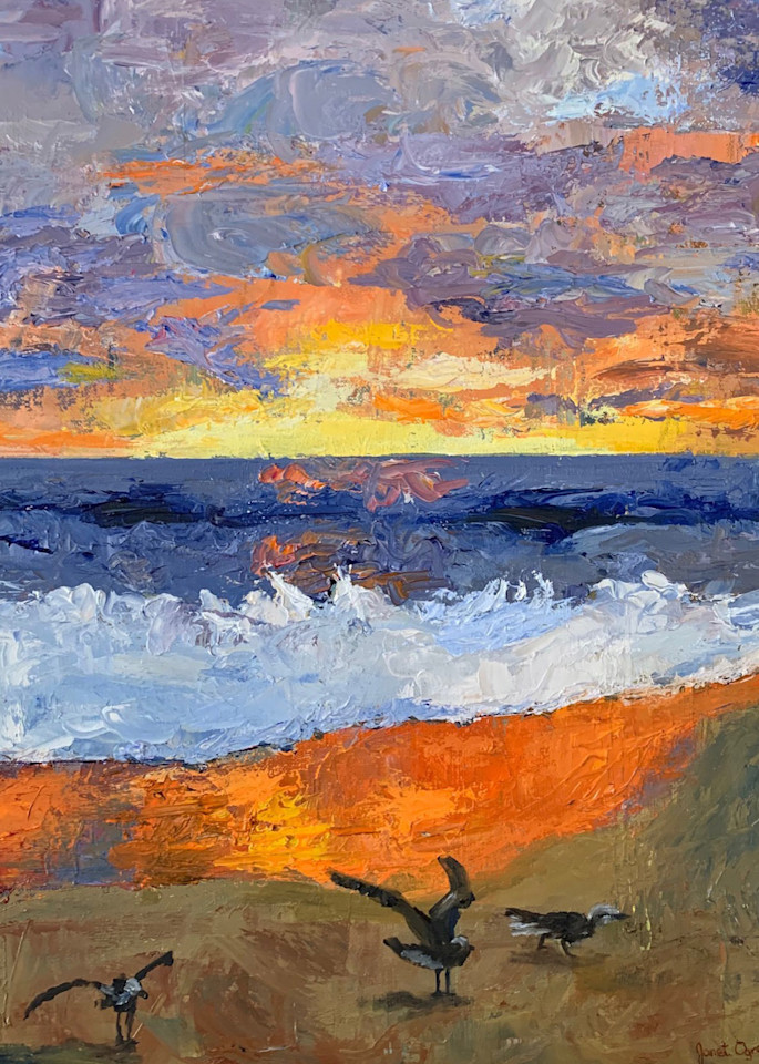 Gulls At Sunrise Oil Painting Print Art | janetogrenart