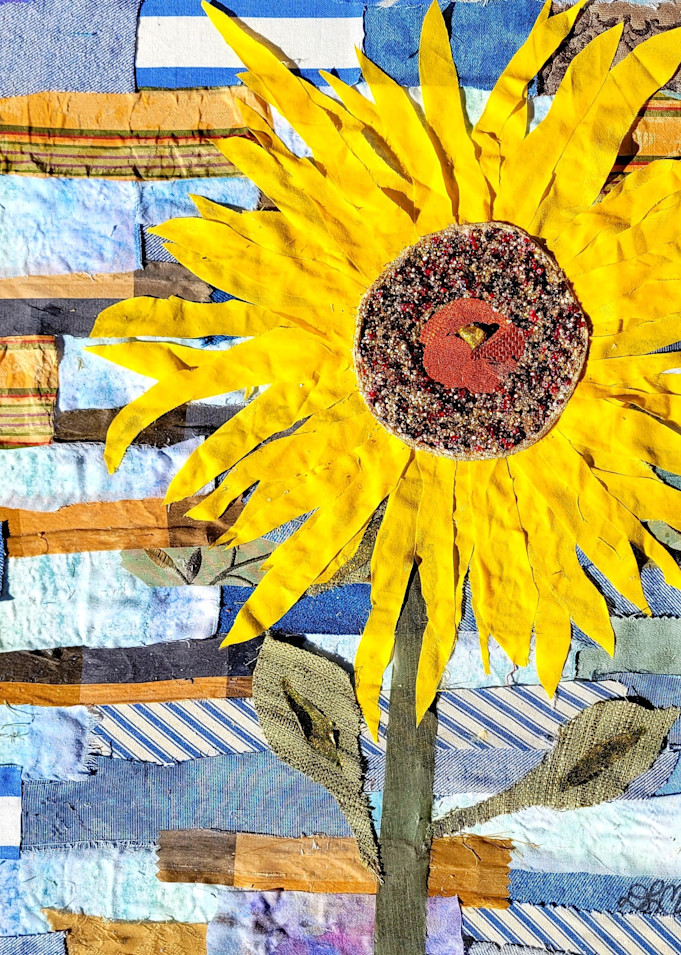 Sun Flower Fabric Collage
