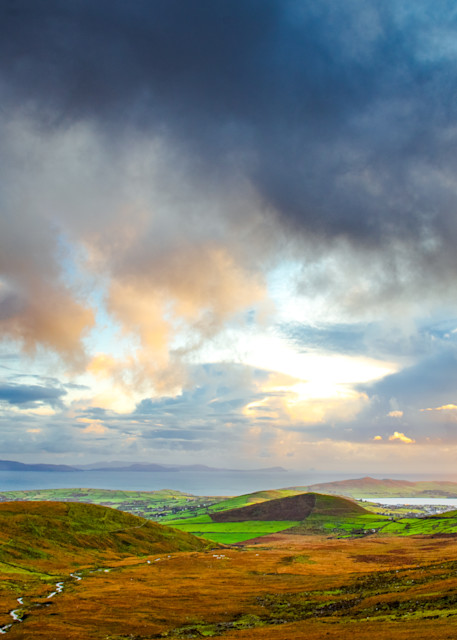 Conor Pass with a dramatic sky on the Dingle Peninsula, in County Kerry, Ireland - Fine Art Print