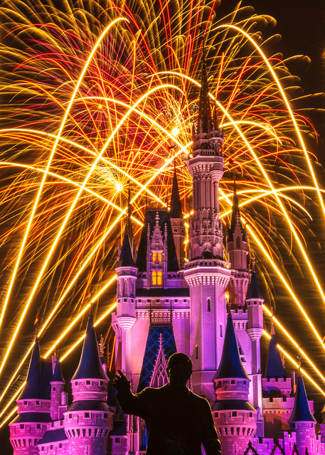Disney Cinderella Castle Fireworks Pink Wishes Magic Kingdom