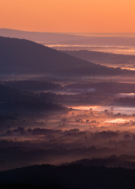 Morning awakens on the Shenandoah Valley as seen from Shenandoah National Park, Virginia