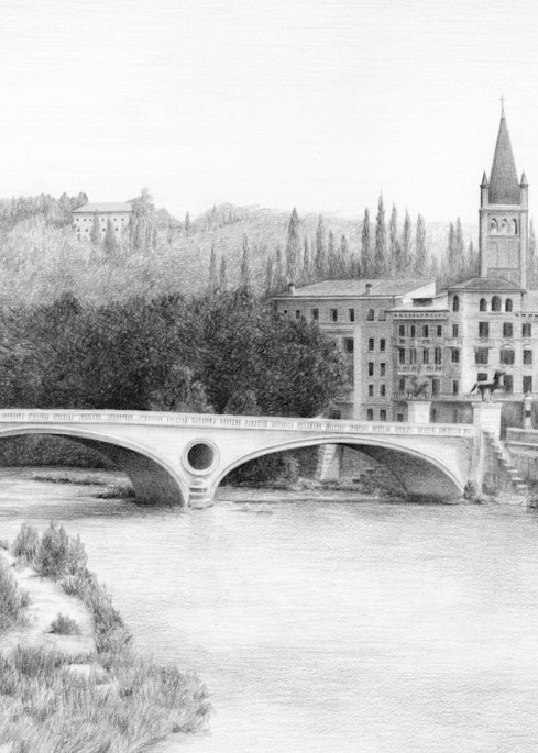Ponte Della Vittoria Bridge Adige River Verona Italy Art | Diane Cardaci Art
