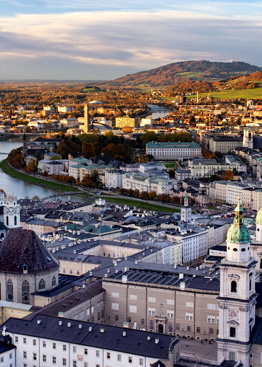 The Salzach River in the heart of Salzburg in this Cityscape in Austria - Fine Art Photography print