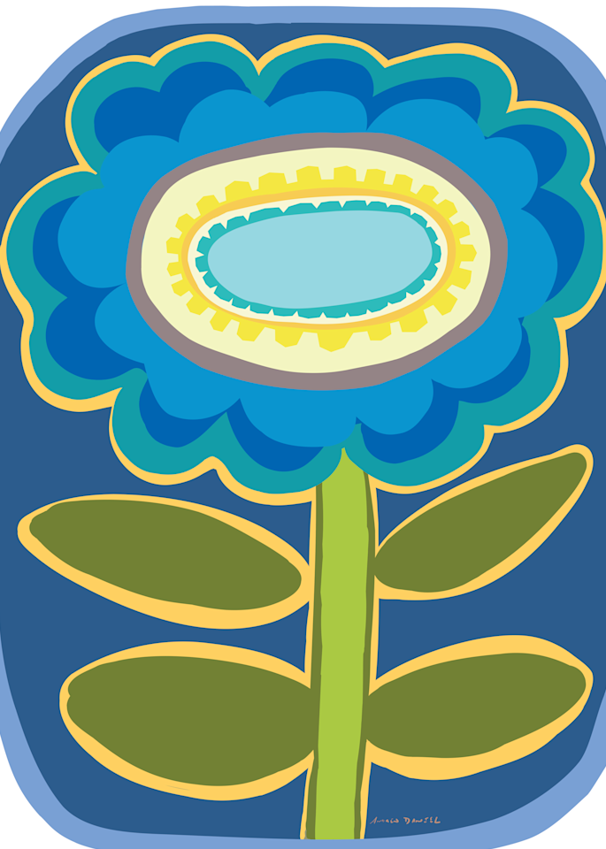Blue Friendly Flower  Art | Artofandrewdaniel