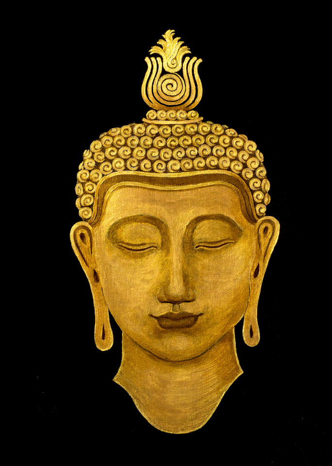 Golden Buddha Wall Art Print by Mia Pratt